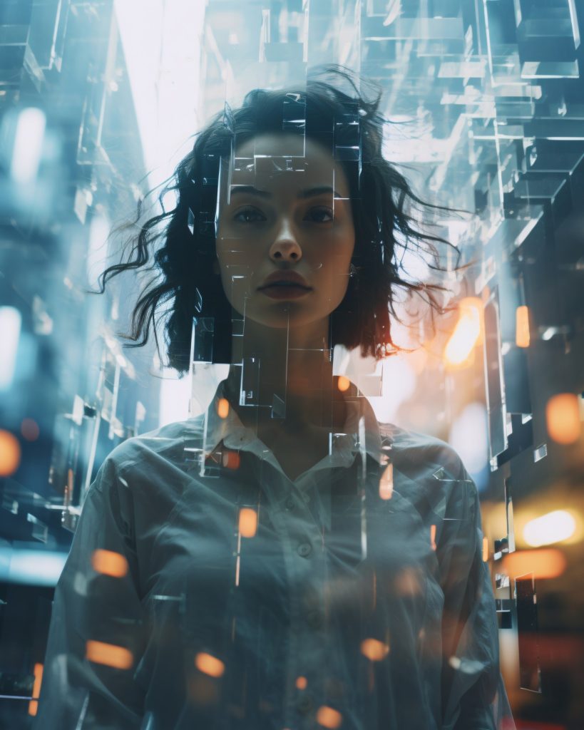 ilustrasi manusia dengan teknologi digital