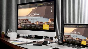 ilustrasi landing page untuk produk hotel