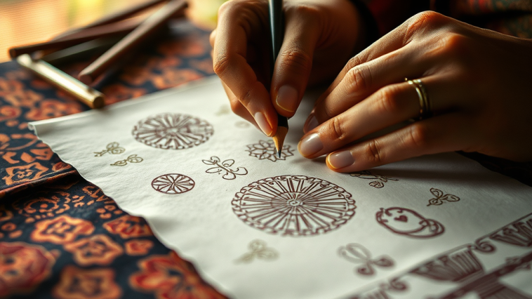 sketsa batik