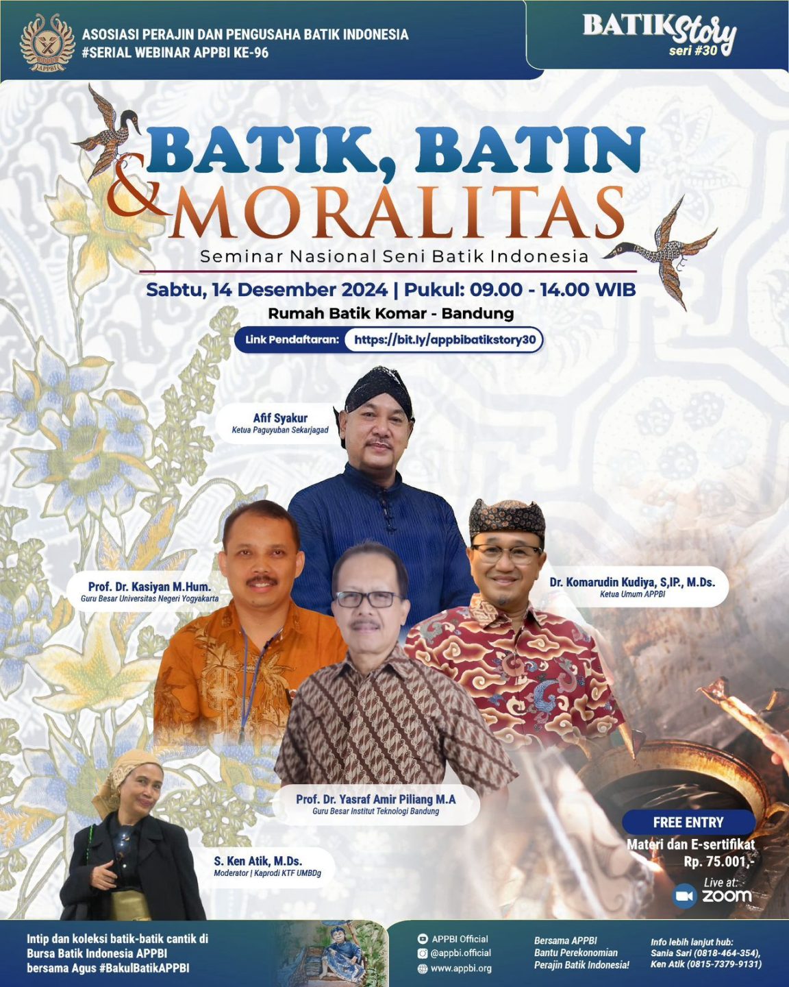 WEBINAR BATIK, BATIN, MORALITAS DIGELAR LIVE DAN VIA ZOOM