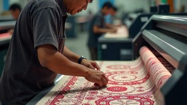 Proses pembuatan kain bukan batik asli menggunakan mesin