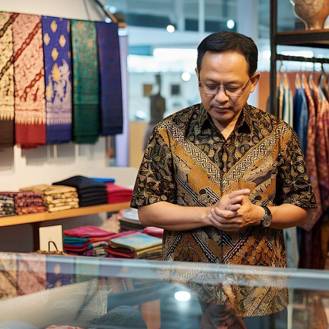 Ragam batik juga diwarnai dengan motif batik Malaysia.