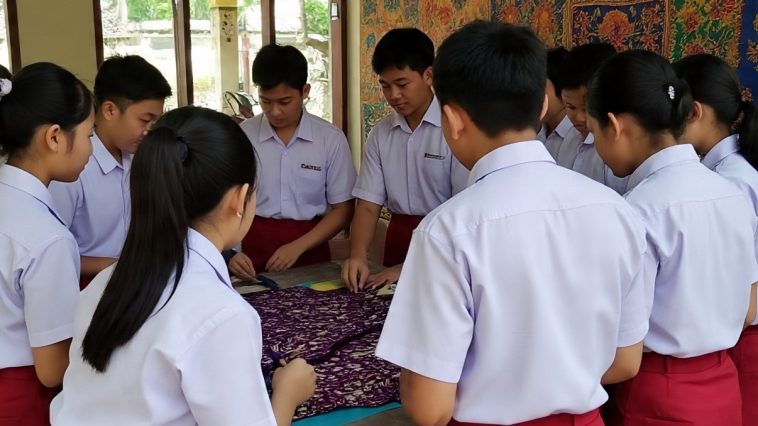 Peran batik penting dalam pendidikan karakter dan muatan lokal, menanamkan nilai budaya, kreativitas, serta cinta tanah air sejak usia dini.
