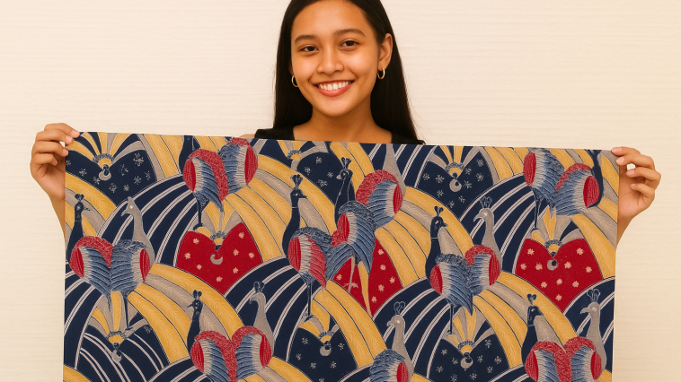 Batik Merak Ngibing, motif khas Priangan Timur yang anggun. Simbol harmoni, kegembiraan, dan identitas budaya Sunda.