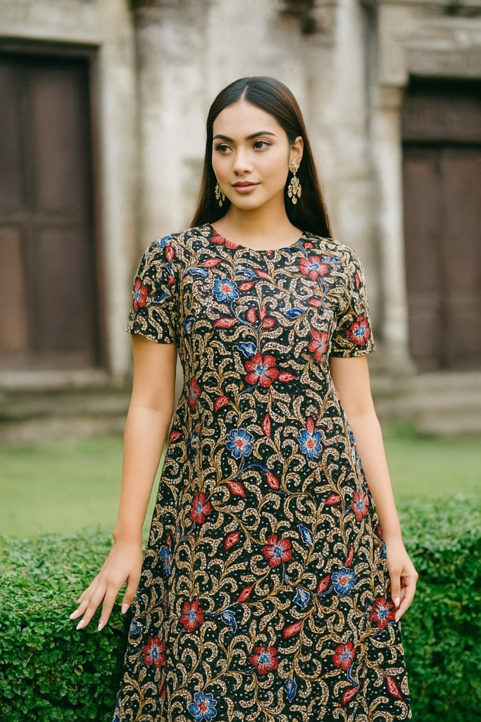 Batik Lasem motif latohan terinspirasi dari rumput laut pesisir, lambangkan rezeki, kebersamaan, dan kehidupan yang mengalir dalam batik khas.