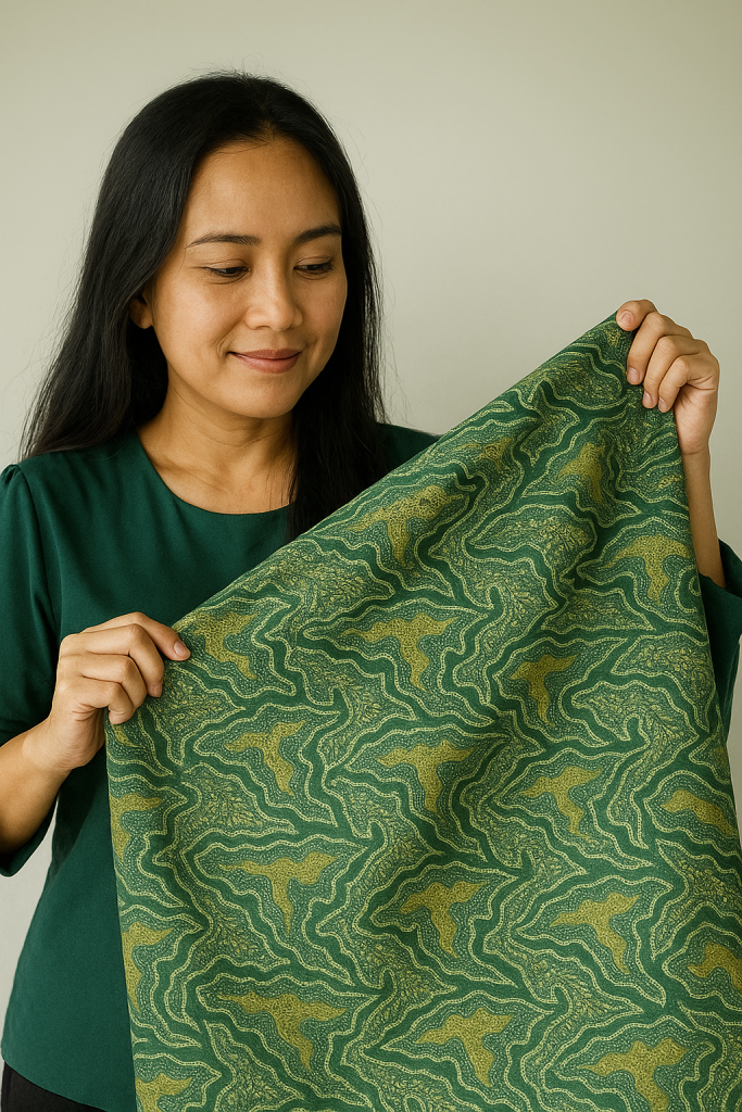 Batik Banyumas motif lumbon melambangkan kehidupan agraris, harmoni, dan identitas budaya. Simbol kearifan lokal yang lestari.