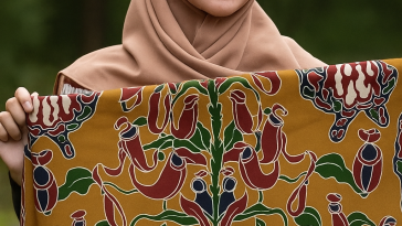 Batik Belitung motif Kantung Semar, flora endemik yang jadi simbol daya tahan dan identitas budaya khas pulau Belitung dan Kalimantan.