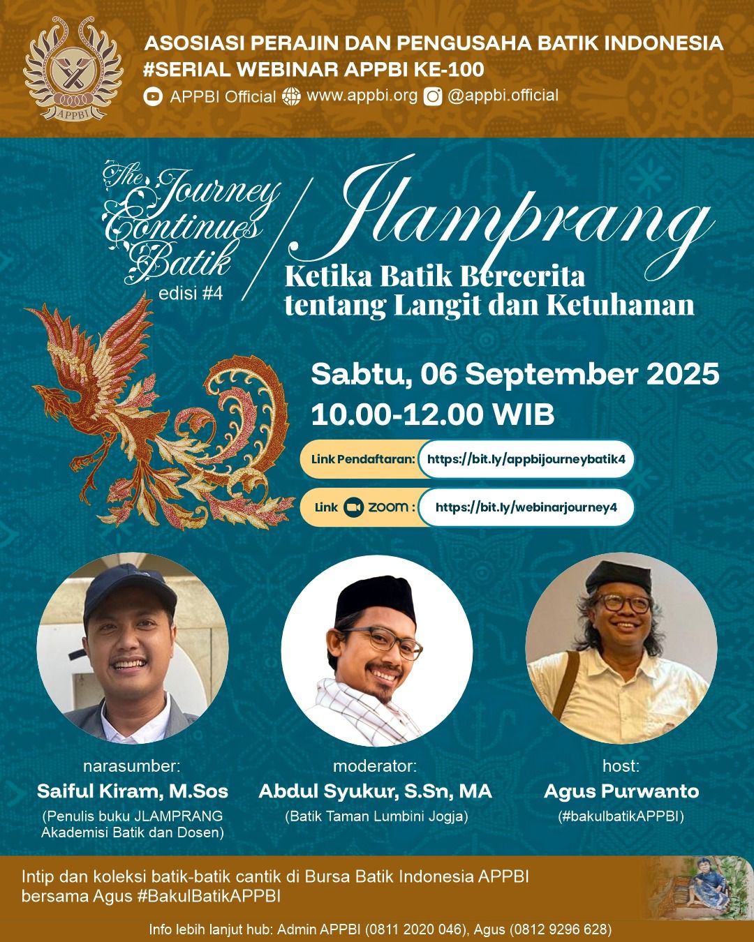 batik jlamprang merupakan motif batik khas Pekalongan yang punya kisah unik pada masa kemunculan dan pembuatannya. Webinar ini mengupas kisahnya.
