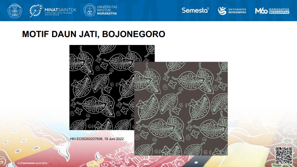 Motif batik โDaun Jatiโ dari daerah Bojonegoro hasil penelitian menggunakan metode turtle graphics.