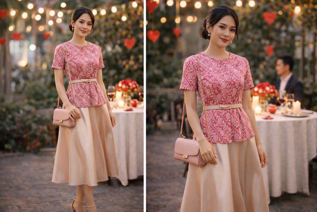 Inspirasi OOTD batik Valentine: romantis, elegan, modern, dan tetap berbudaya untuk dinner, couple look, hingga gaya casual chic.