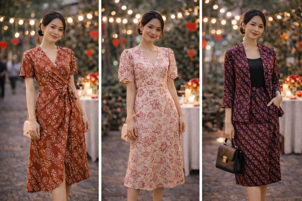 Inspirasi OOTD batik Valentine: romantis, elegan, modern, dan tetap berbudaya untuk dinner, couple look, hingga gaya casual chic.
