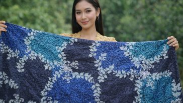 Motif Batik Weton Selasa Kliwon padukan api biru dan ether, simbol tradisi Cirebon dalam struktur tambal kanoman.