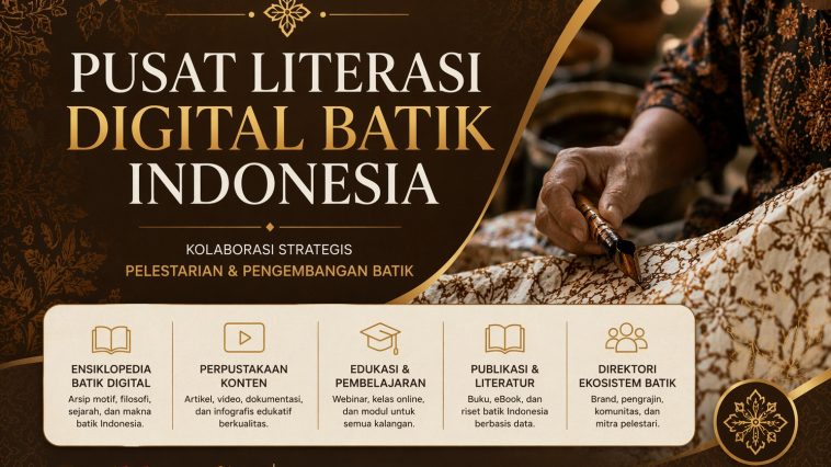 Ajak korporat dan individu terlibat dalam produksi literasi batik Indonesia untuk edukasi, pelestarian budaya, dan dampak berkelanjutan.