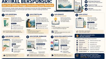 Kenali berbagai gaya artikel bersponsor dari advertorial hingga storytelling untuk strategi konten yang efektif dan membangun kepercayaan.