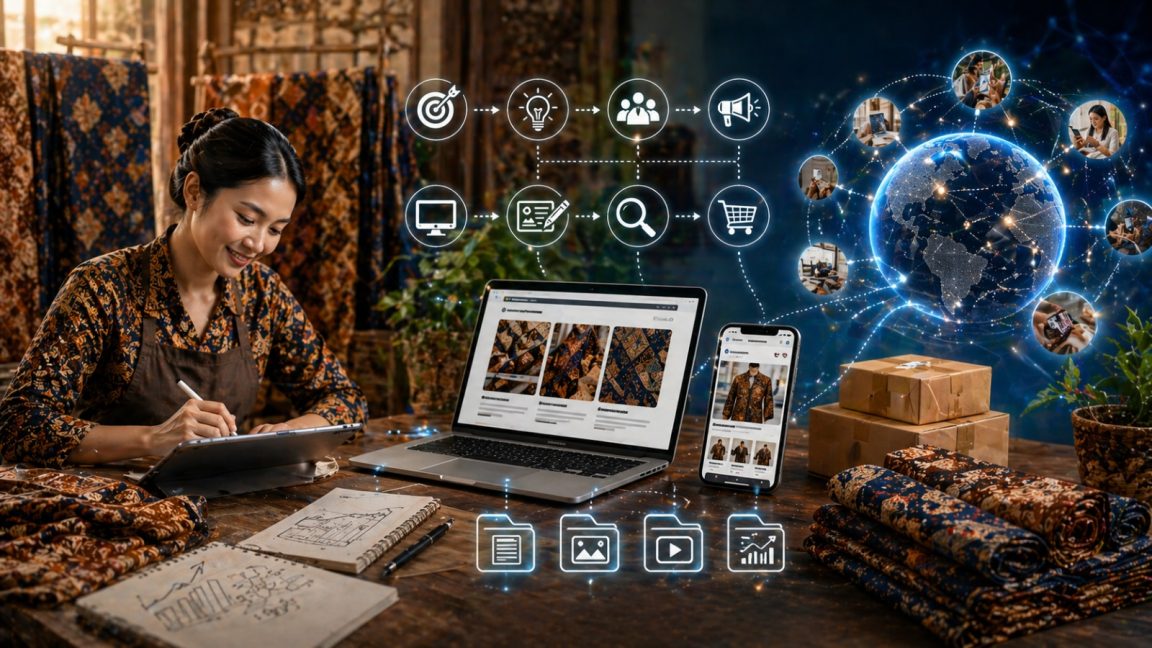 UMKM batik go digital kini jadi kebutuhan. Simak cara mempersiapkan strategi, branding, dan aset digital agar bisnis makin berkembang.