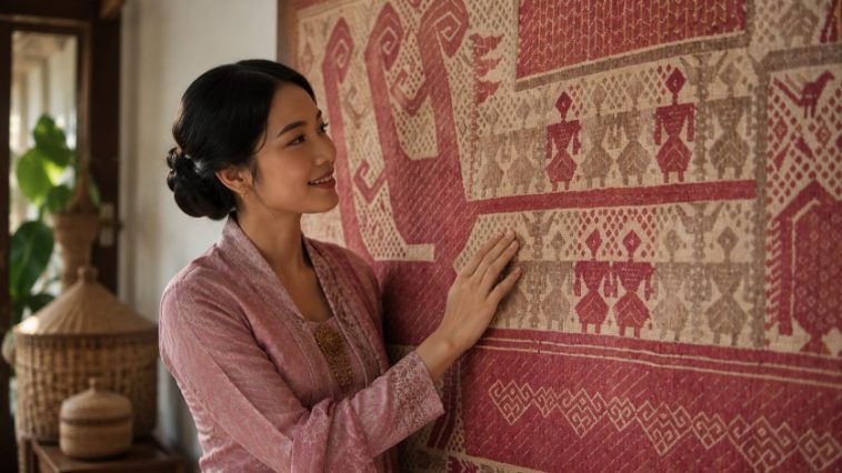 Motif kapal pada kain Tampan Lampung diolah menjadi busana batik kontemporer dengan filosofi perjalanan hidup manusia.
