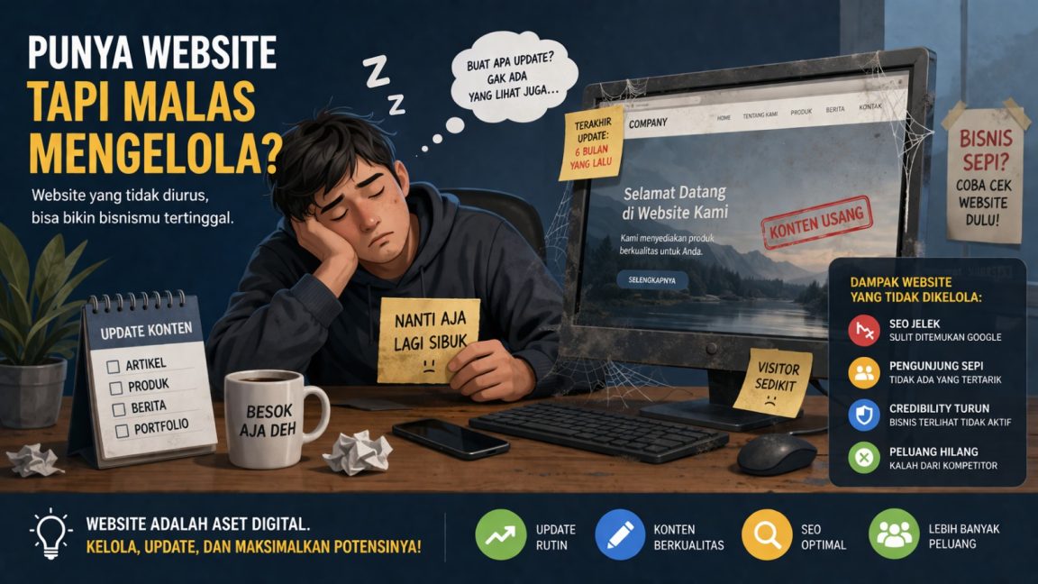 Punya website tapi jarang update konten? Ketahui dampaknya pada SEO, kepercayaan, dan cara mengoptimalkannya untuk bisnis Anda.
