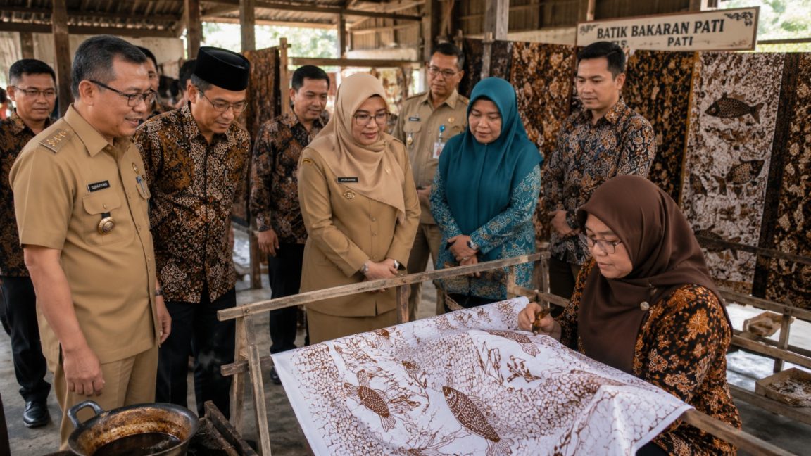 Pemerintah dan masyarakat memiliki peran penting menjaga kelestarian Batik Bakaran khas Kabupaten Pati.