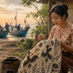 Batik Paoman Indramayu lahir dari kehidupan pesisir dan doa para istri nelayan yang dituangkan dalam motif flora dan fauna laut.