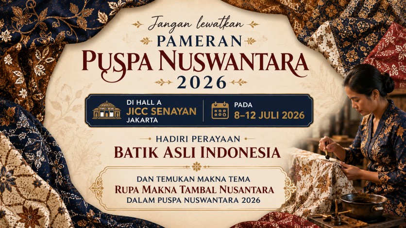 Tema Rupa Makna Tambal Nusantara di Puspa Nuswantara 2026 merefleksikan persatuan, kreativitas, dan masa depan batik Indonesia.