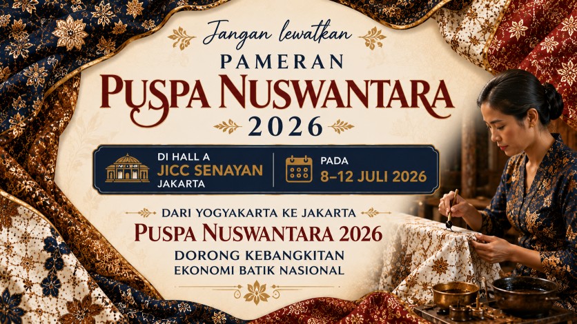 Puspa Nuswantara 2026 di JICC Jakarta hadir untuk memperkuat ekonomi batik nasional melalui pameran, pasar batik rakyat, dan kolaborasi.