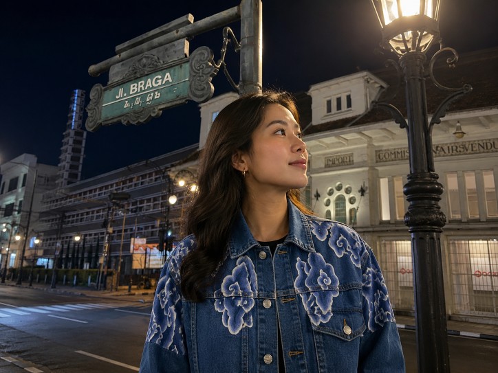 Motif Batik Mega Mendung menginspirasi transformasi denim bekas menjadi fashion berkelanjutan bernilai estetika dan ekonomi tinggi.