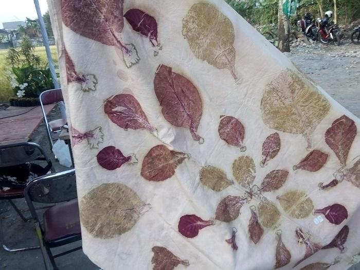 Eksperimen batik ecoprint menemukan daun jati, lanang, dan sukun menghasilkan cetakan paling jelas pada kain sutra.