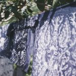 Batik indigo dari Indigofera tinctoria menghasilkan warna biru alami dengan ketahanan luntur baik menggunakan gula aren dan tetes tebu.