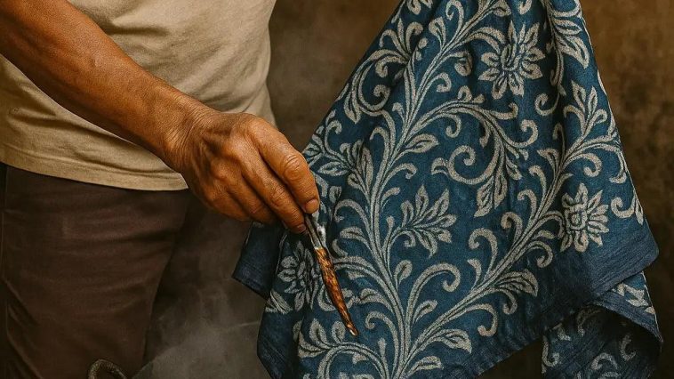 Batik indigosol menggunakan pewarna sintetis yang menghasilkan warna pastel melalui teknik celup dan colet pada kain primisima.